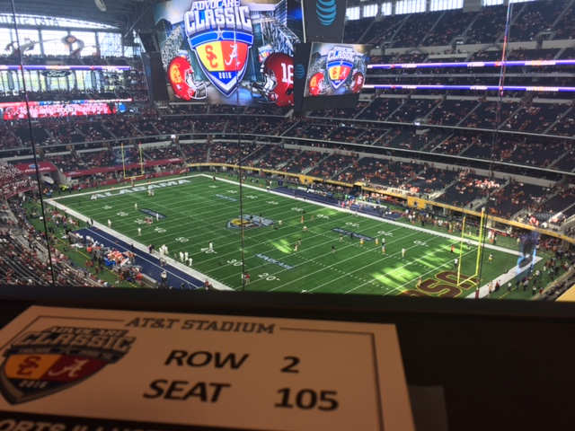 USC-Alabama from the press box at AT&T Stadium.